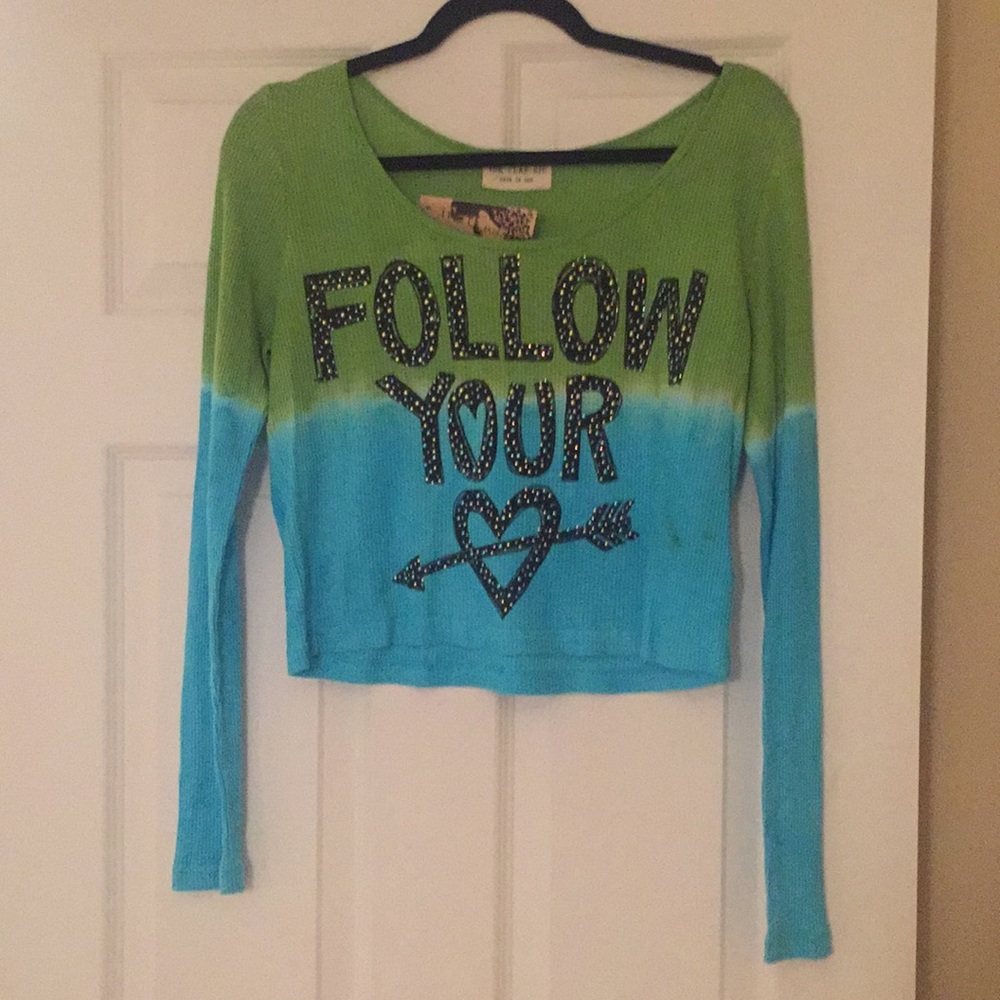 The Classic tye dye long sleeve embellished top